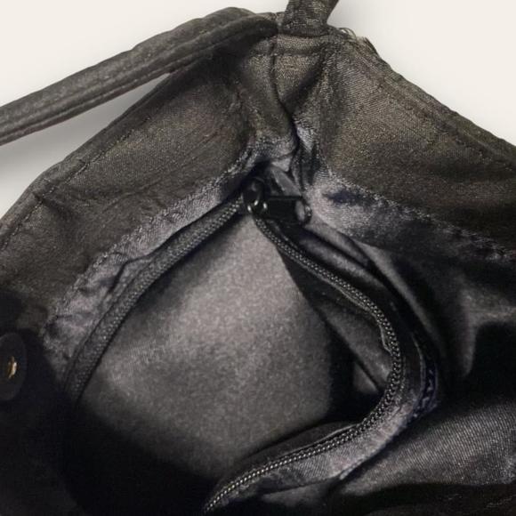 Vintage Black Embroidered Evening Shoulder Bag Sequins Whimsygoth 90s Ann Taylor - Picture 4 of 5